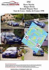 DECALS 1/43 REF 2763 RENAULT MEGANE ROWE TOUR DE CORSE 1998 WRC RALLYE RALLY