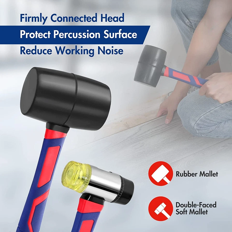 5PC Rubber Mallet Claw Hammer Sledge Hammer Ball Peen Hammer Double-Faced Mallet - Image 4 of 4