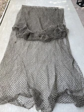 Vtg Authentic Fishing Net Old Netting Decorative Knotted Nautical Approx 12’x11’