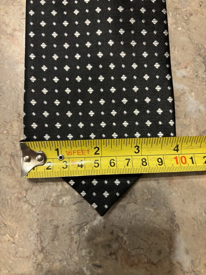 Corbata geométrica negra 100 % seda de diseñador BERNINI Foto 3 de 4