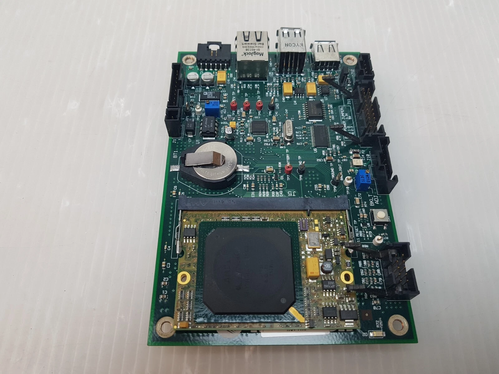 SP-0026141 Kontron board seen from the I/O end, Geode module at bottom