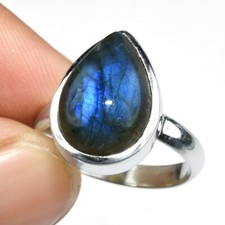 Labradorite Handmade Sterling Silver Rings 925 Boho Chic Gemstone Jewelry Women