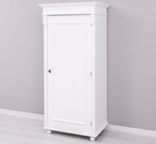 Schrank Kleiderschrank Dielenschrank Landhaus Antik Stil Massiv weiß schmal - Bild 2 von 9