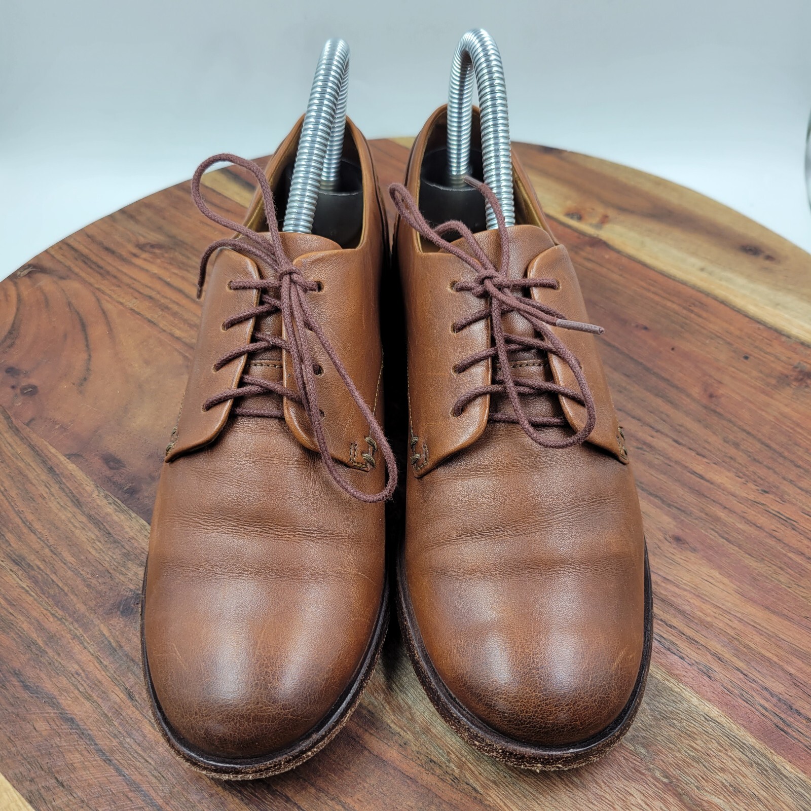 Frye Elyssa Oxford Shoes Women 6.5M Brown Leather Derby Plain Toe Lace