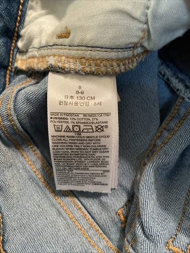 GAP Denim Girls Mid Rise Stretch MIDI Shorts Cut Off Denim Frayed 4” Size 8 - Picture 5 of 7