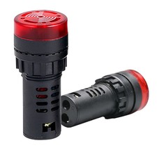 2 Pack DC 12V Red LED Buzzer Alarm Signal Indicator Flash Light Panel Mount