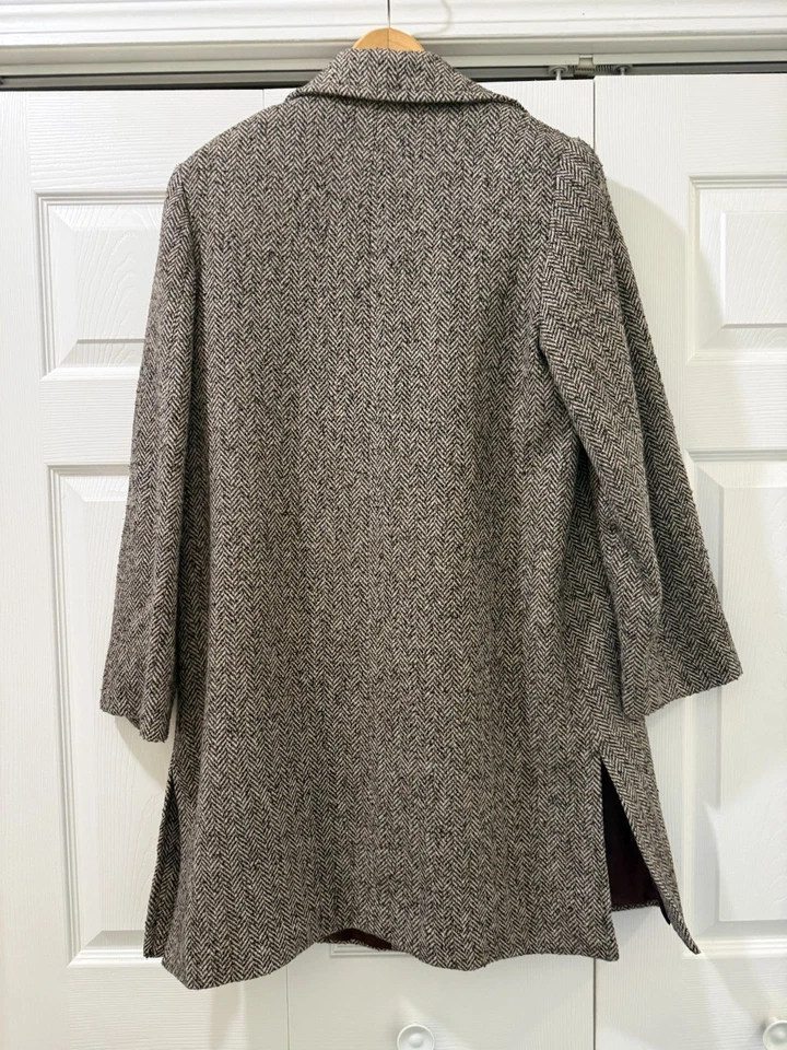 Chaqueta Abrigo Vintage Liz Claiborne Lana Trench Tweed Talla 10 Foto 4 de 4
