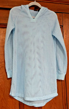 Ideology Girls Swimwear Coverup Dress Small Mesh Hood Long Sleeve Blue