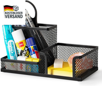 Schreibtisch Organizer Metall Schwarz 3 FäCher Stiftehalter BüRo ZubehöR Ablage