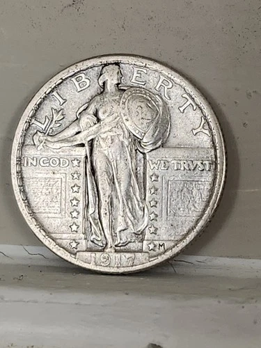 Nice 1917p Type 2 Standing Liberty Quarter In VF++. Nice Detail And Eye Appeal