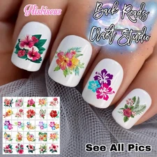 Hawaiin Flowers Waterslide Finger Nail Decals Instructions set of 50 Bonus JH