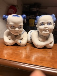 Chinese Blue & White Ginger Jar, Hex Planter Pot & 2 Figurines 4-Piece Lot