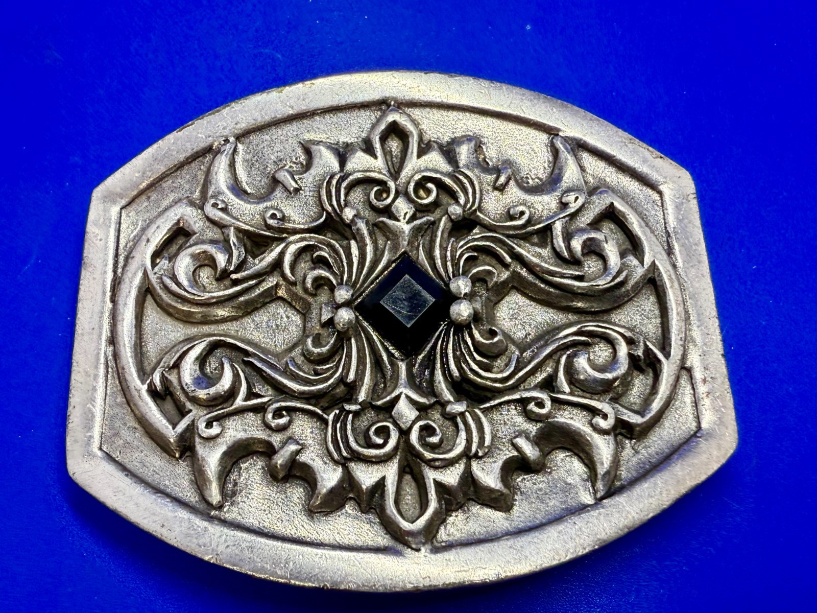 Scrollwork  Stone Sterling Silver Plated English … - image 2