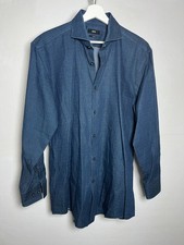 Hugo Boss Men's Slim Fit Navy Blue Dress Shirt Size 43 / 17 Extra Large