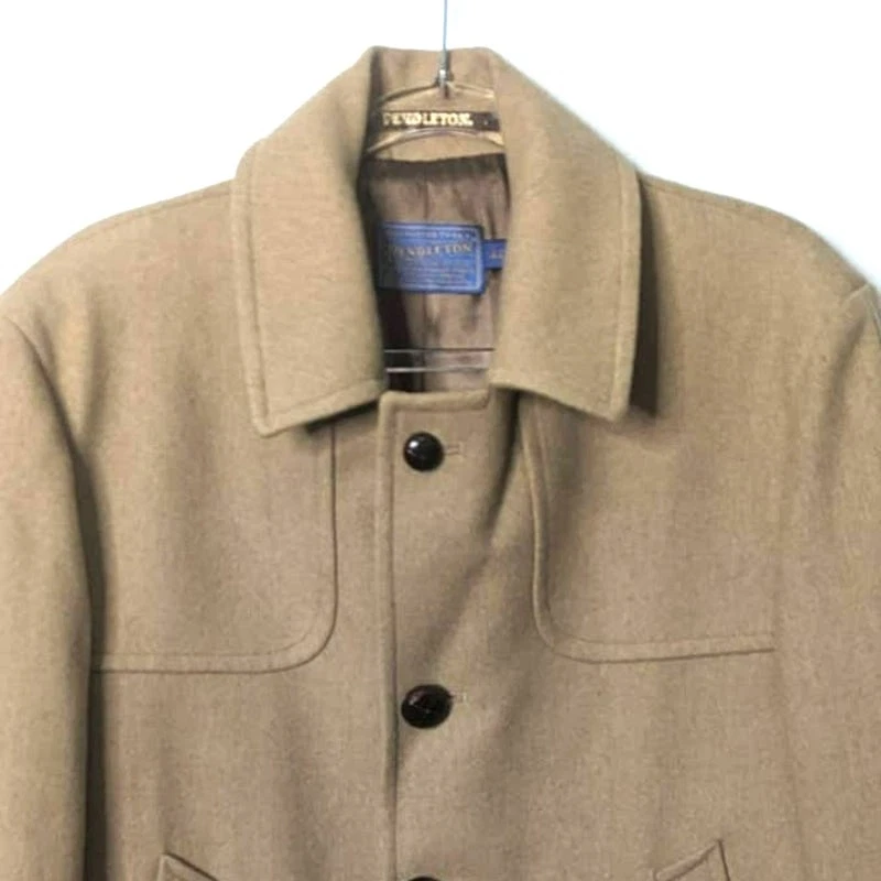 Pendleton Tan Wool Car Coat Mid Length Men's Coat Button Front VTG 90's Size 44  - Image 4 of 4