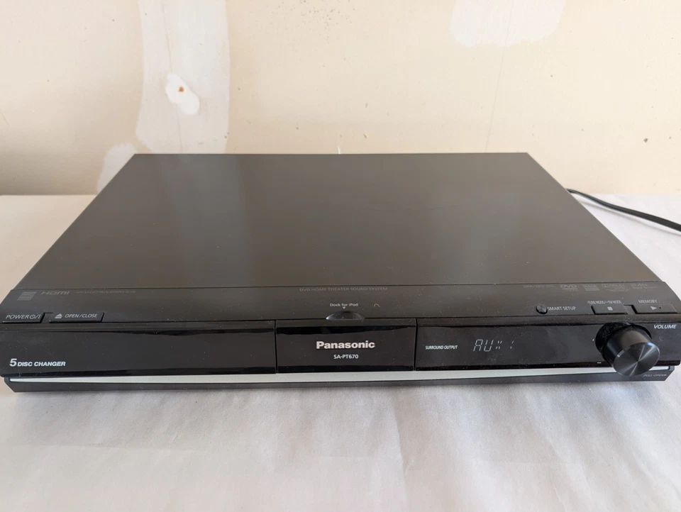 Panasonic SA-PT670 1000W 5 Disk DVD Home Theater Receiver. Tested. No Remote