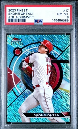 Shohei Ohtani 2023 Topps Finest Aqua Shimmer Refractor /175 #17  PSA 8 NM POP 2