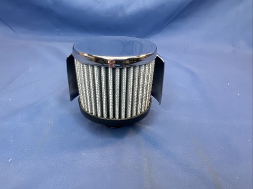 CHROME WASHABLE VALVE COVER BREATHER WITH HOOD PUSH IN STYLE 1 1/4" HOLE #9516