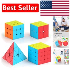 Educational Speed Cube Set: 4 Portable Puzzles for Memory  Coordination Skills