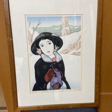 Yumeji Takeshita Lithograph Snow Country Girl 1989 Artwork
