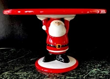 Santa Claus Cake Stand Pedestal Plate  10" D X 6" H - Appetizer Tray