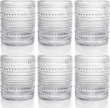 ZOOFOX Set of 6 Romantic Water Glasses, 12 oz Hobnail Glasses Tumbler, Clear 