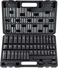 48PC Impact Socket Set 3/8" Drive SAE & Metric Deep Shallow 6 Point