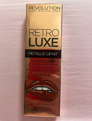 Revolution Retro Luxe Empire Brown Metallic Lip Kit Liner + Lipstick