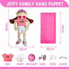 Jeffy Family Hand Puppet Doll 8-Piece Set with Clothes Storage Bag feebee