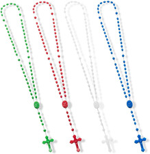 Bulk Plastic Rosary Beads Catholic 12 Pack, 17 Inch Assorted Rosary 4 Colors