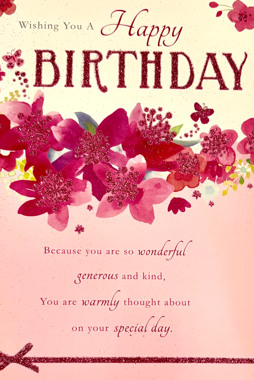 Wishing you a happy Birthday greetings card, flowers theme, brand new
