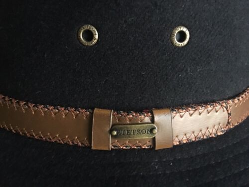 CAPPELLO STETSON FELTRO DI LANA -taglia LARGE - FASCIA DA UOMO IN PELLE CON METALLO NUOVO - VINTAGE - INDOSSATA DELICATAMENTE - Foto 3 di 10