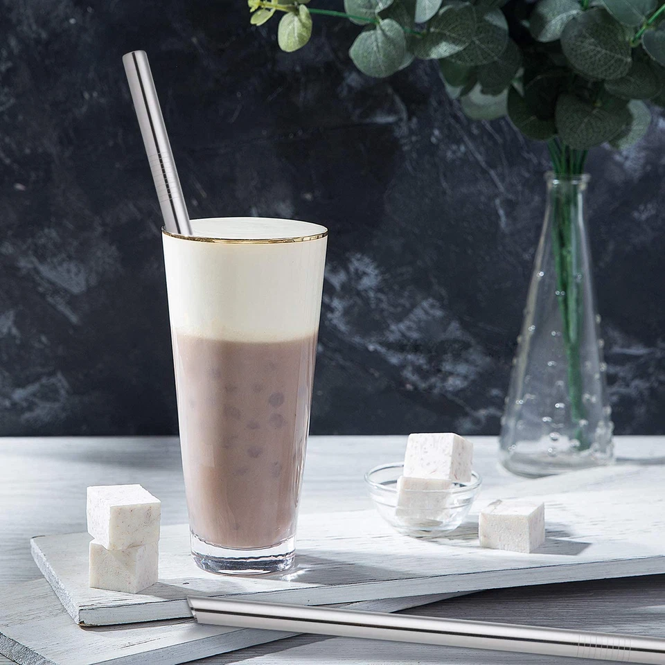 Pajitas de batido reutilizables de acero inoxidable, pajitas de metal extra anchas de 0,5"" Foto 4 de 4