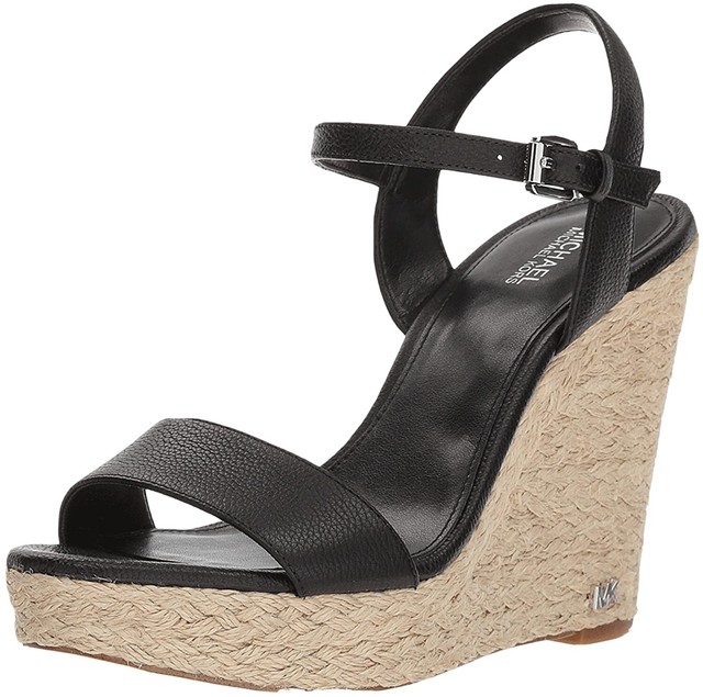 Michael Kors Jill Espadrille Leather Wedge Platform Sandals Optic White 7 5 for sale online | eBay