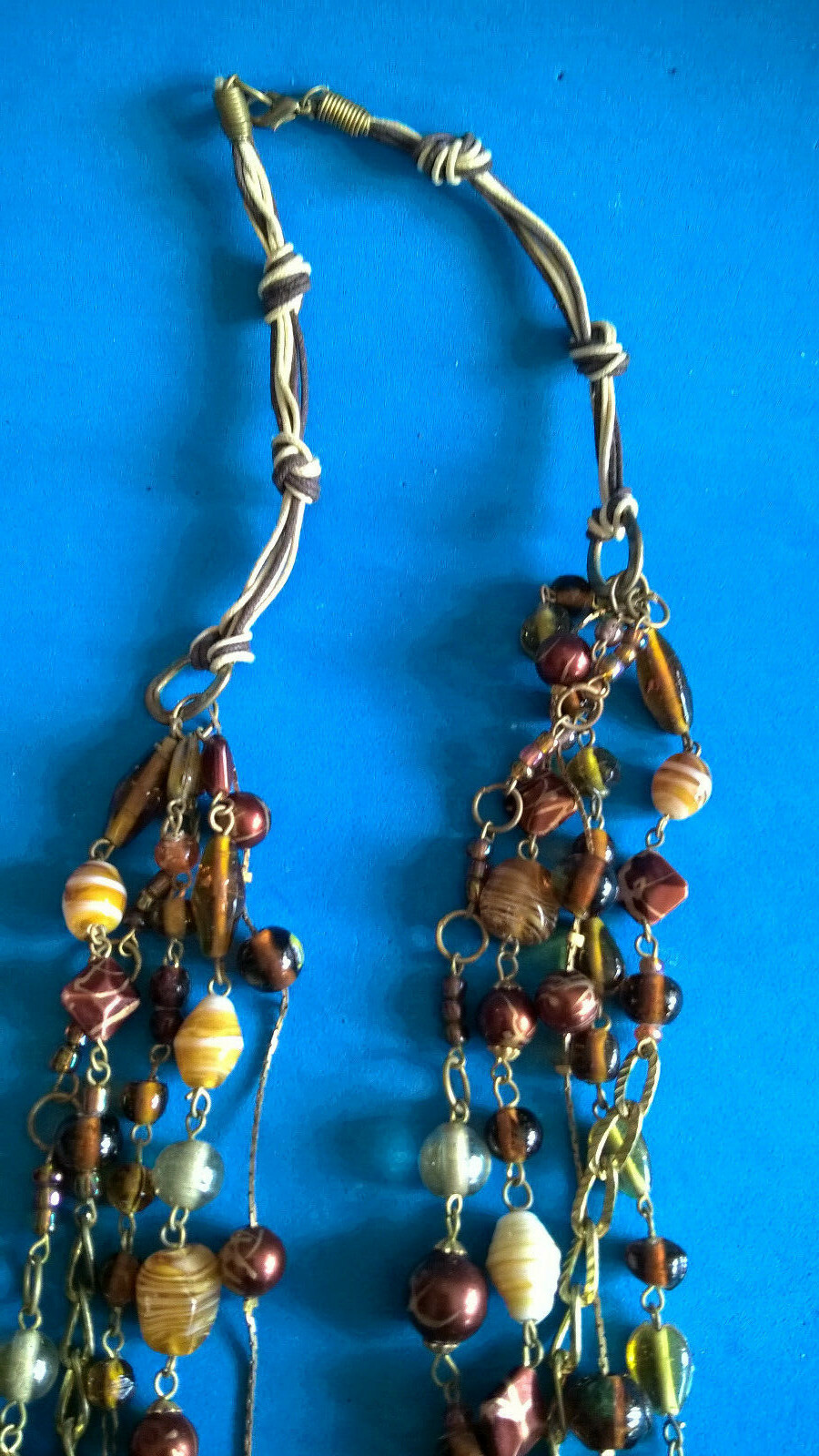 Collier Perles De Verre Ambrées - Occasion, Bon état D'usage, Bijou Vintage Perles