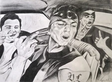 Vatos Locos Blood In Blood Out Movie Black & White Drawing - 8x10 Archival Print