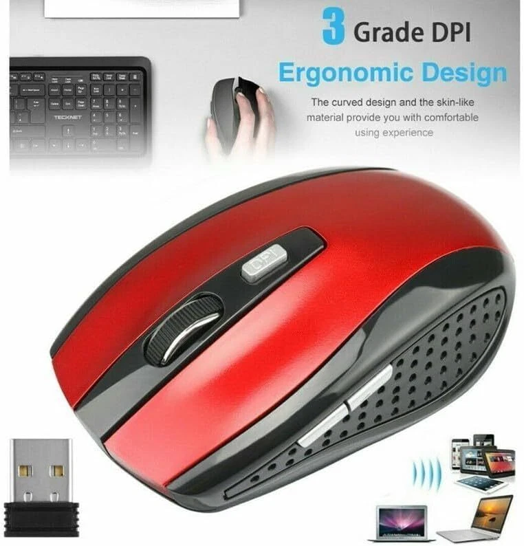 2 Wireless Optical Mouse Mice 2.4GHz USB Receiver For Laptop PC Computer DPI USA - Image 2 of 4