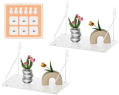 Elevate Your Space with Acrylic Floating Shelves Set of 2 - Water Ripple
