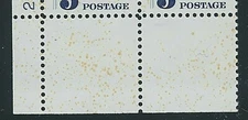 EFO 1249 "WILD TAGGING" OF THIS UR PLATE BLOCK OF 4 YELLOW MARGIN TAGGING DOTS