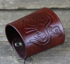 Viking raven Leather cuff, Viking accessories, Norse mythology, Celtic cuff.