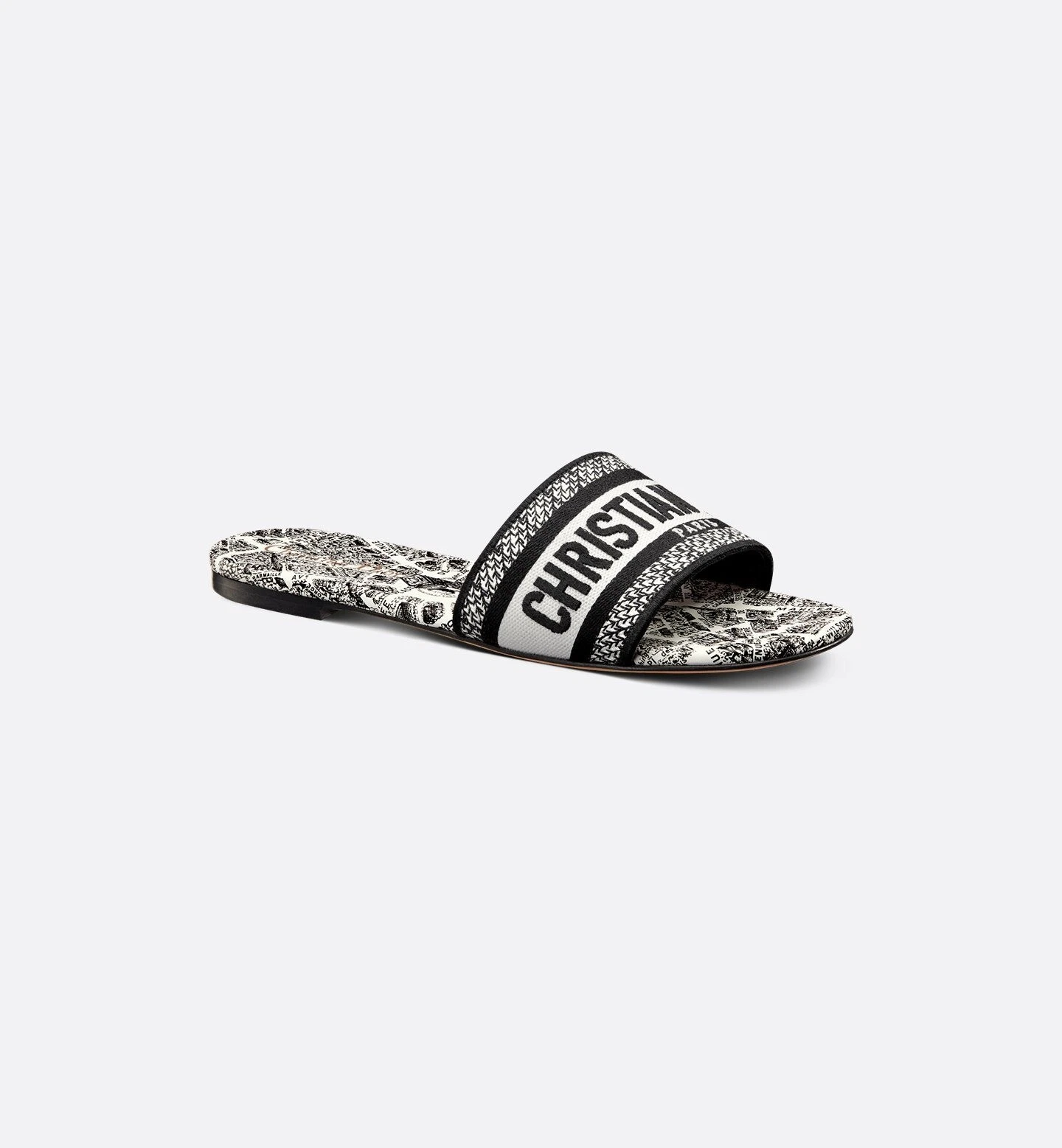 NEUF DIOR Dway Slide bleu marine brodé avec motif Plan de Paris TAILLE 39,5