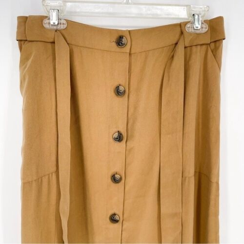 Neu mit Etikett Mango Damen US Medium neutraler Midirock mit Knopfleiste hellbraun - Bild 2 von 9