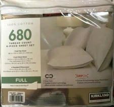  Kirkland Signature 680 Thread Count 6-piece Sheet Set, Full, White 