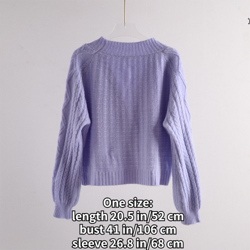 Cardigan donna maglia cavo crop maglione cappotto manica lunga scollo a V maglia giacca - Foto 2 di 31
