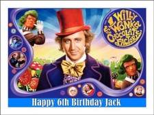 Willy Wonka Edible Cake Toppers Icing Birthday Cake Wonka Decorations (4 Sizes)