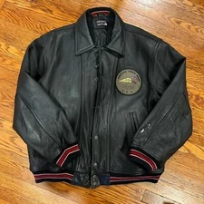 Vintage Y2K Quilted America Jiggie Aviation Leather Black Motorcycle Jacket XL