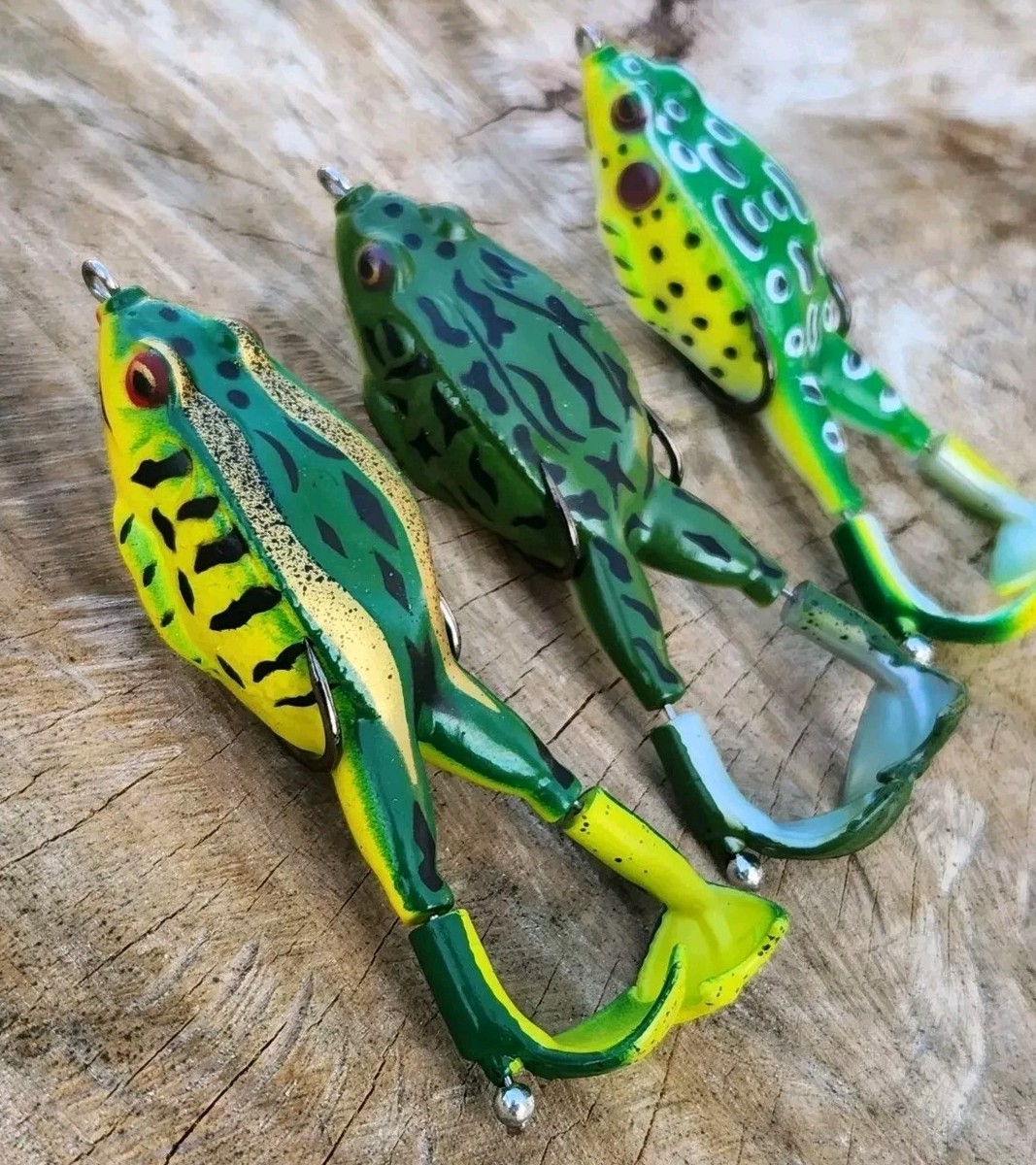 best bass frog lures Topwater Soft Fishing Kit, Double Propeller Legs, 5 Connection Rings, Thickened Silicone Skin, Bigger Splash More Attractive, Freshwater Bait for Bass Snakehead Pike, 5 pcs : Sports & Outdoors but hang on to fish Guide To Frog Lures For