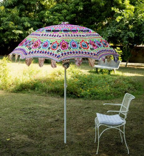 Mejor Escrutinio Yogur Paraguas de jardín hecho a mano indio bordado al aire libre sombrilla patio  72" | eBay