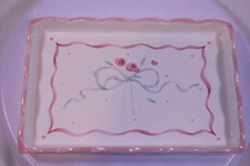 Pink Charpente Nursery Dresser Tray Vtg With Blue Ribbon And Flowers Michel & Co