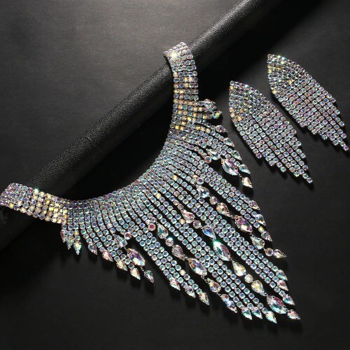 Bohemian Exaggerated Tassel Necklace Set Earring Geometric African Jewelry Set - Picture 4 of 7